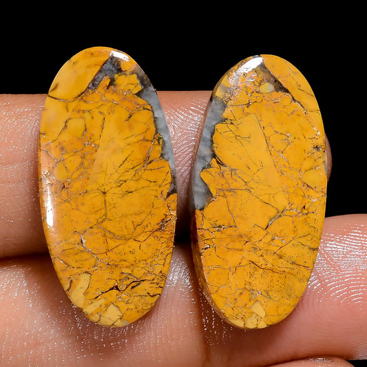 Maligano Jasper Oval Shape Cabochon Loose Gemstone Pair Natural 23 Ct. 24X12X3 mm V-7504