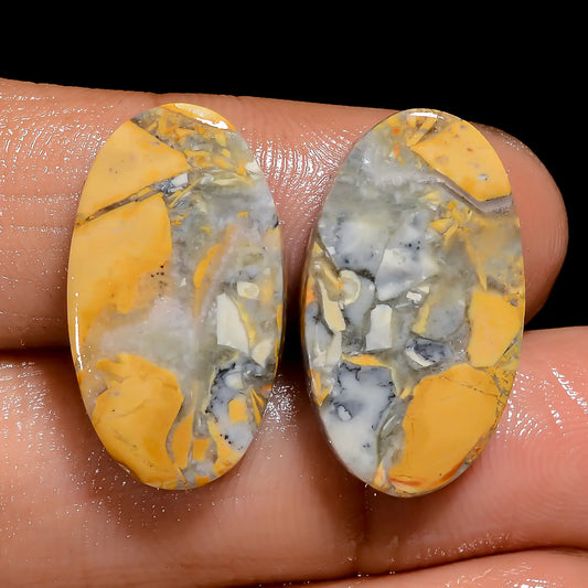 Maligano Jasper Oval Shape Cabochon Loose Gemstone Pair Natural 21 Ct. 21X11X2 mm V-7508