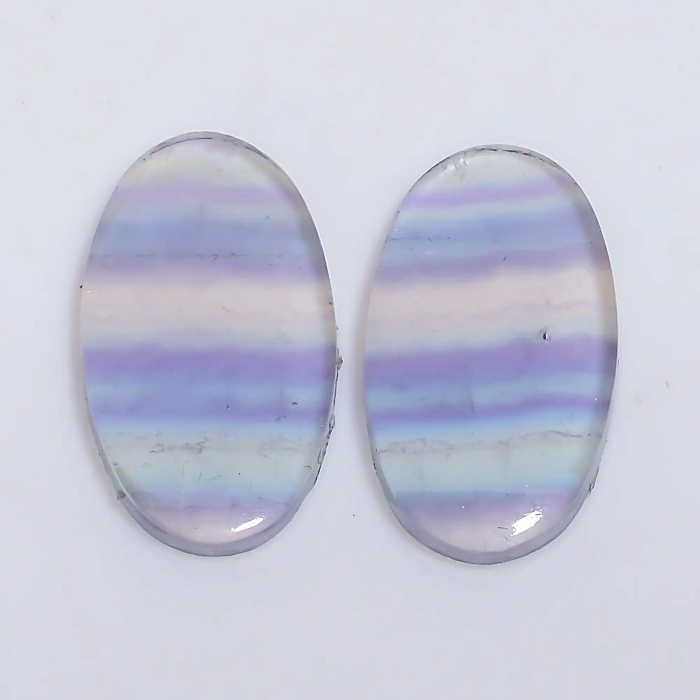 Fluorite Oval Shape Cabochon Loose Gemstone Pair Natural 15.5 Ct. 19X10X2 mm V-7523