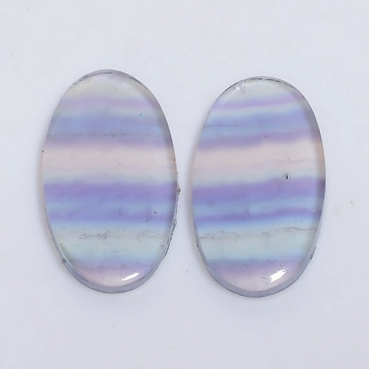 Fluorite Oval Shape Cabochon Loose Gemstone Pair Natural 15.5 Ct. 19X10X2 mm V-7523