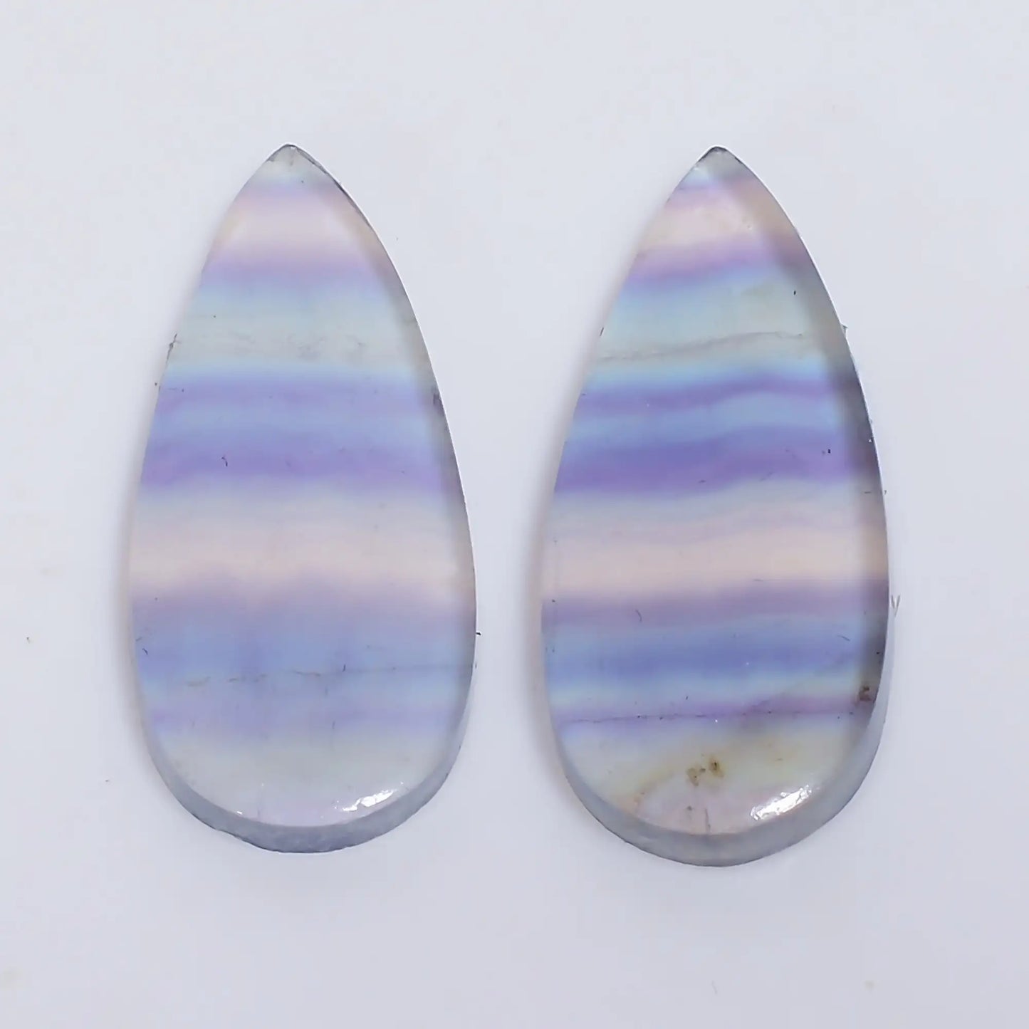 Fluorite Pear Shape Cabochon Loose Gemstone Pair Natural 16.5 Ct. 22X9X2 mm V-7525