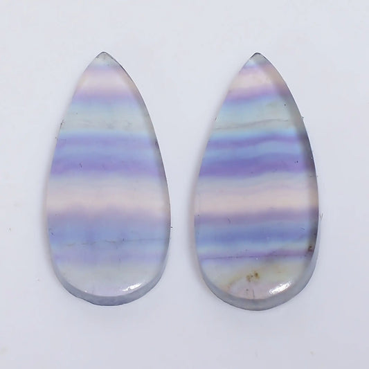 Fluorite Pear Shape Cabochon Loose Gemstone Pair Natural 16.5 Ct. 22X9X2 mm V-7525