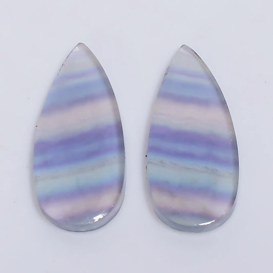 Fluorite Pear Shape Cabochon Loose Gemstone Pair Natural 16 Ct. 27X9X2 mm V-7527