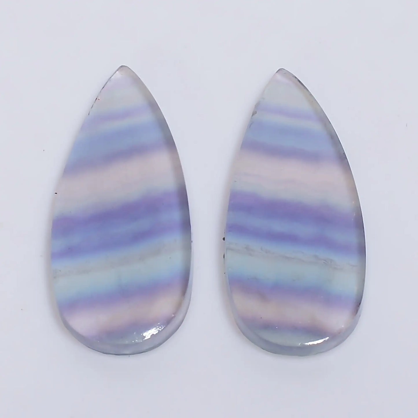 Fluorite Pear Shape Cabochon Loose Gemstone Pair Natural 16 Ct. 27X9X2 mm V-7527