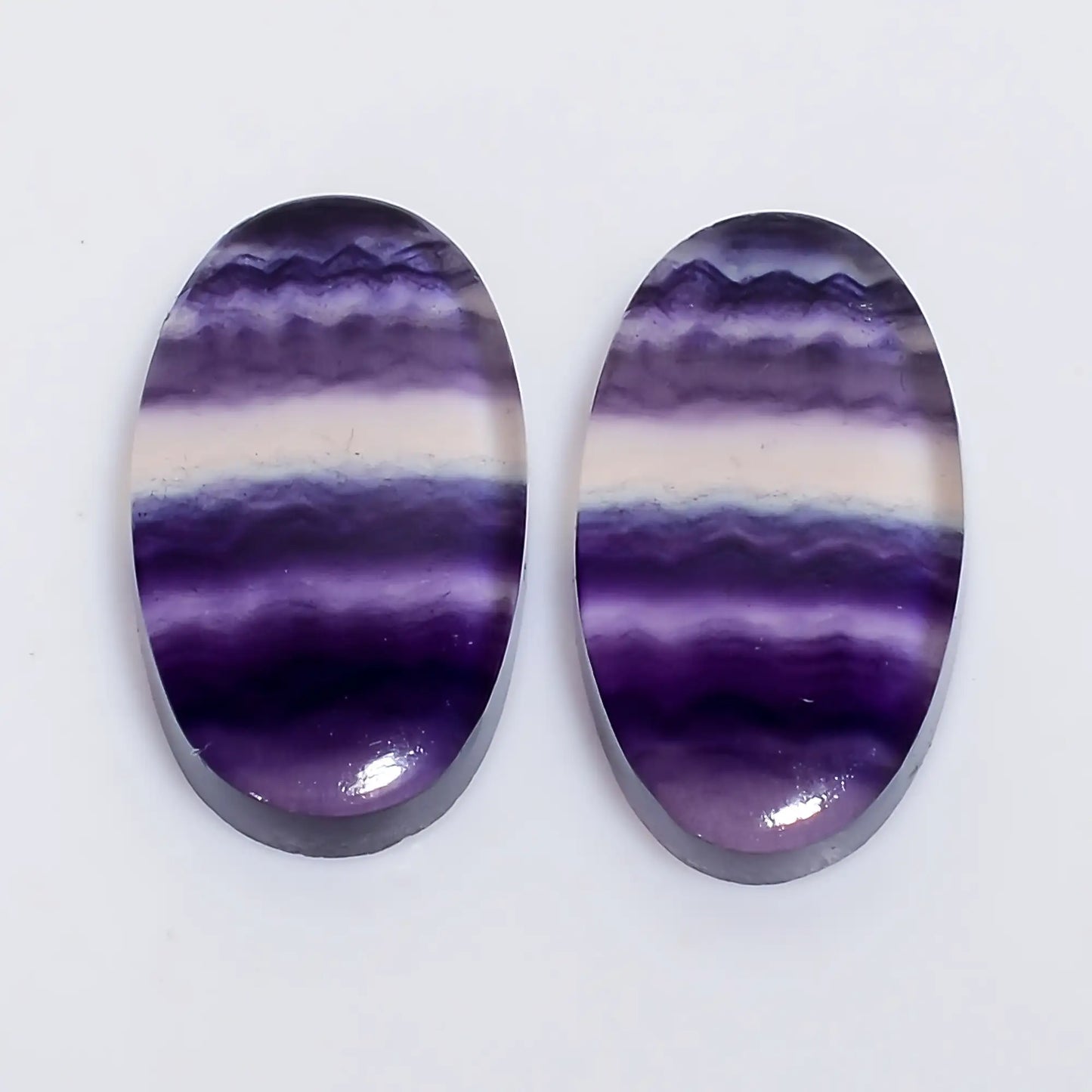 Fluorite Oval Shape Cabochon Loose Gemstone Pair Natural 20.5 Ct. 19X10X3 mm V-7530