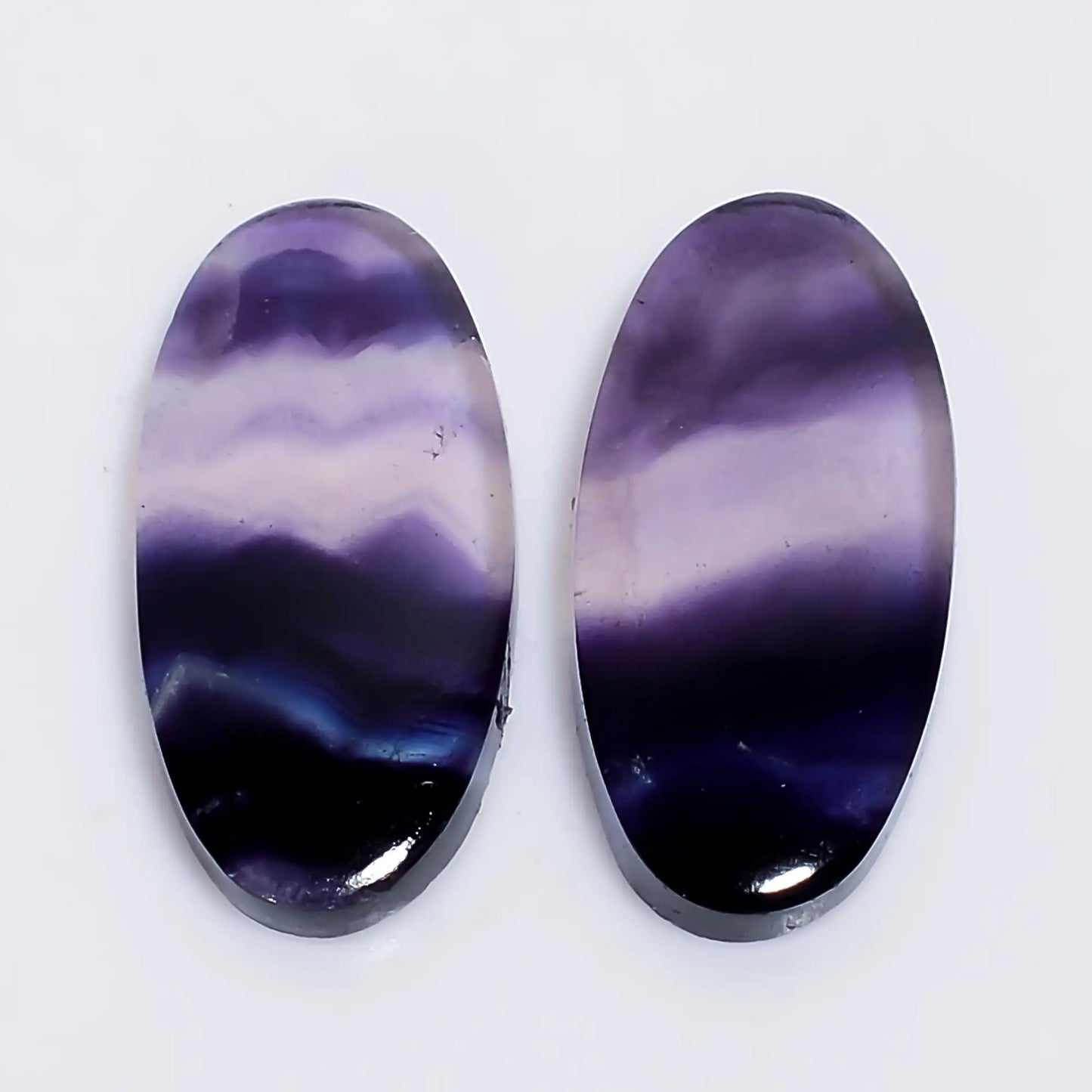 Fluorite Oval Shape Cabochon Loose Gemstone Pair Natural 20 Ct. 22X10X2 mm V-7532