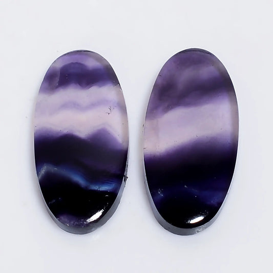 Fluorite Oval Shape Cabochon Loose Gemstone Pair Natural 20 Ct. 22X10X2 mm V-7532