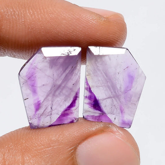 Trapiche Amethyst Fancy Shape Cut Stone Loose Gemstone Pair Natural 10.5 Ct. 15X11X2 mm V-7536