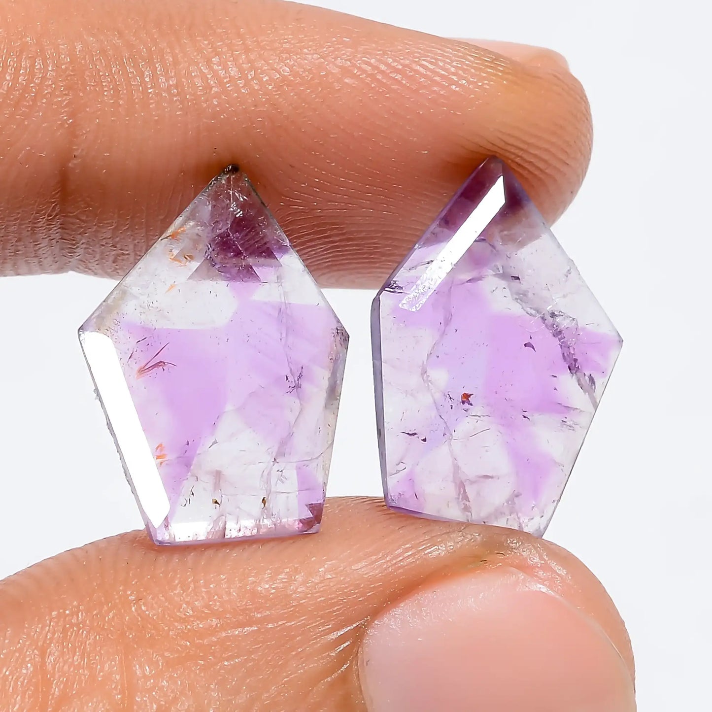 Trapiche Amethyst Fancy Shape Cut Stone Loose Gemstone Pair Natural 6.5 Ct. 16X10X1 mm V-7544