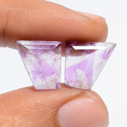 Trapiche Amethyst Fancy Shape Cut Stone Loose Gemstone Pair Natural 6.5 Ct. 15X9X2 mm V-7551