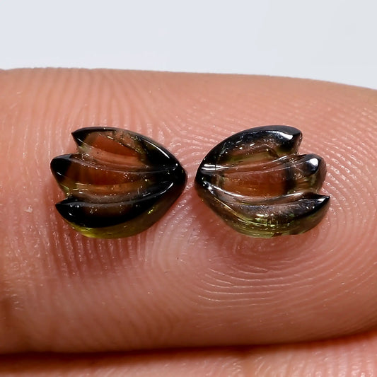 Watermelon Tourmaline Butterfly Shape Carved Loose Gemstone Pair Natural 2 Ct. 6X5X1 mm V-7559