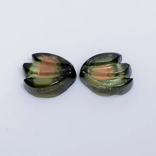 Watermelon Tourmaline Butterfly Shape Carved Loose Gemstone Pair Natural 2 Ct. 6X5X1 mm V-7559