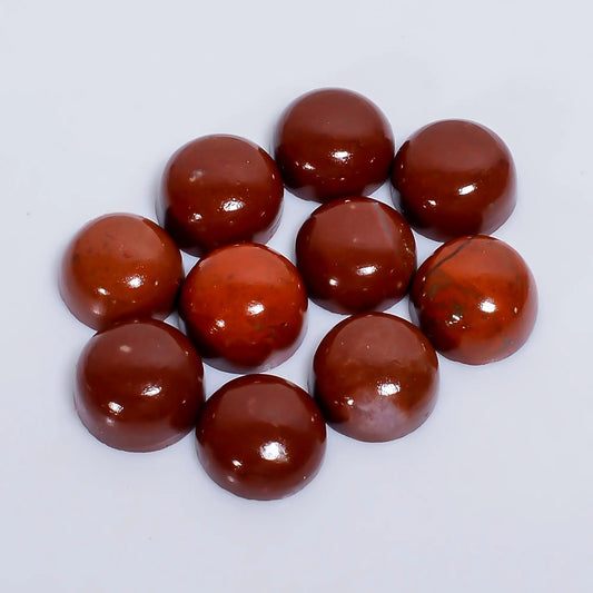 Red Jasper Round Shape Cabochon Loose Gemstone 10 Pcs Lot Natural 44 Ct. 9X9X4 mm V-7609