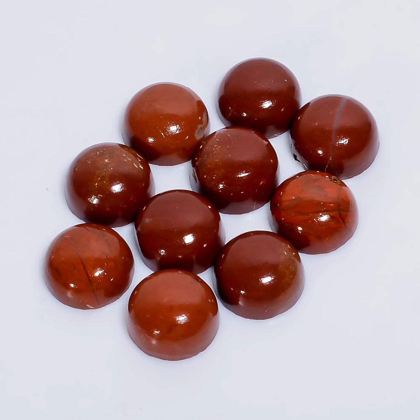 Red Jasper Round Shape Cabochon Loose Gemstone 10 Pcs Lot Natural 40.5 Ct. 9X9X4 mm V-7610