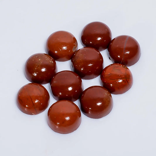 Red Jasper Round Shape Cabochon Loose Gemstone 10 Pcs Lot Natural 40.5 Ct. 9X9X4 mm V-7610