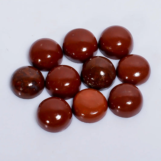 Red Jasper Round Shape Cabochon Loose Gemstone 10 Pcs Lot Natural 39.5 Ct. 9X9X4 mm V-7613
