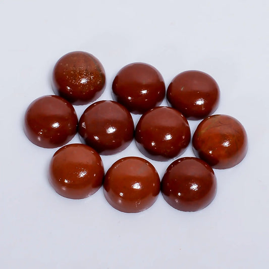 Red Jasper Round Shape Cabochon Loose Gemstone 10 Pcs Lot Natural 44.5 Ct. 9X9X4 mm V-7614