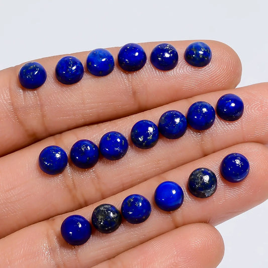Lapis Lazuli Round Shape Cabochon Loose Gemstone 26 Pcs Lot Natural 25.5 Ct. 5X5X2 mm V-7633