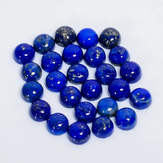 Lapis Lazuli Round Shape Cabochon Loose Gemstone 26 Pcs Lot Natural 25.5 Ct. 5X5X2 mm V-7633