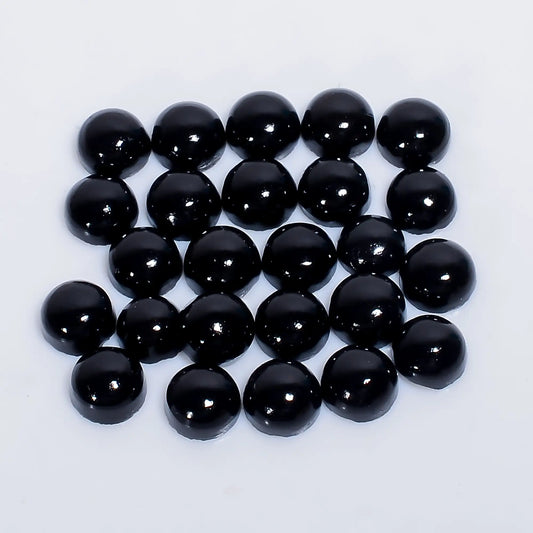 Black Onyx Round Shape Cabochon Loose Gemstone 25 Pcs Lot Natural 23.5 Ct. 5X5X2 mm V-7634