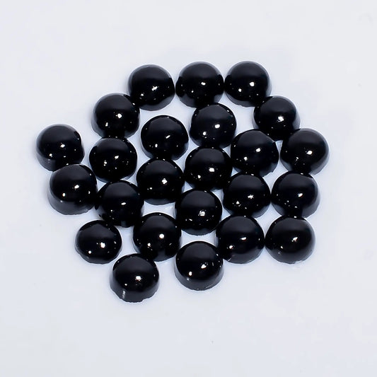 Black Onyx Round Shape Cabochon Loose Gemstone 24 Pcs Lot Natural 23 Ct. 5X5X2 mm V-7636