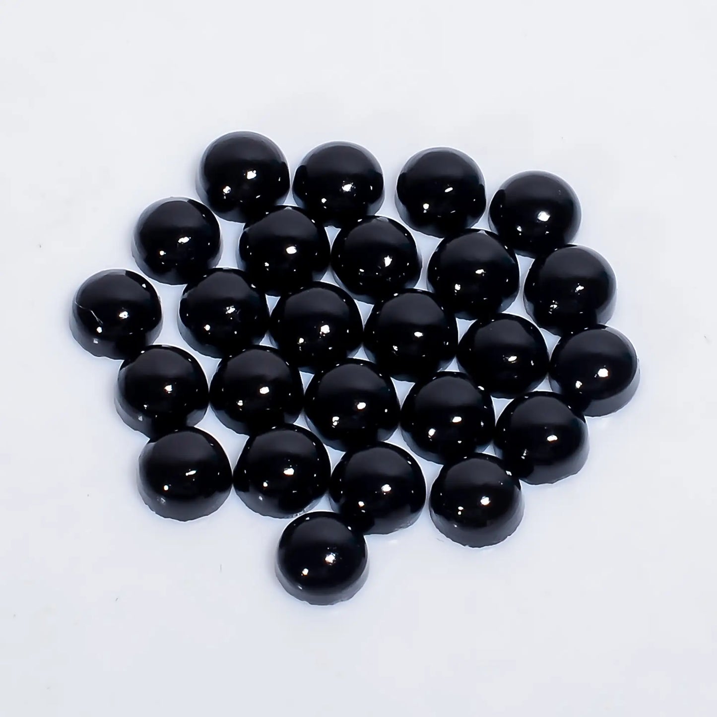 Black Onyx Round Shape Cabochon Loose Gemstone 24 Pcs Lot Natural 22.5 Ct. 5X5X2 mm V-7637