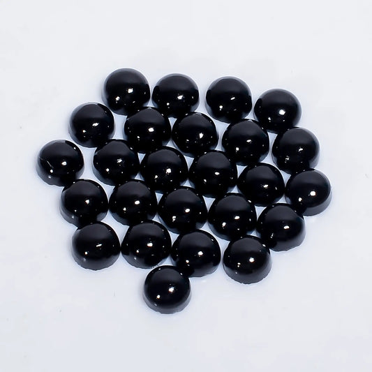 Black Onyx Round Shape Cabochon Loose Gemstone 24 Pcs Lot Natural 22.5 Ct. 5X5X2 mm V-7637