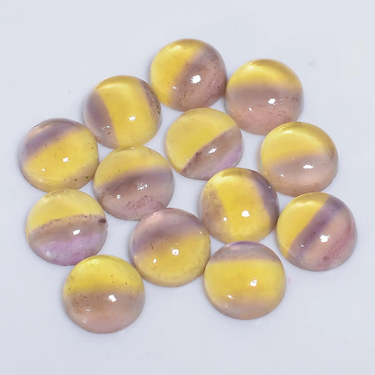Wonderful Top Grade Quality 100% Natural Fluorite Round Shape Cabochon Loose Gemstone 13 Pcs Lot For Making Jewelry 55.5 Ct. 9X9X4 mm V-7649