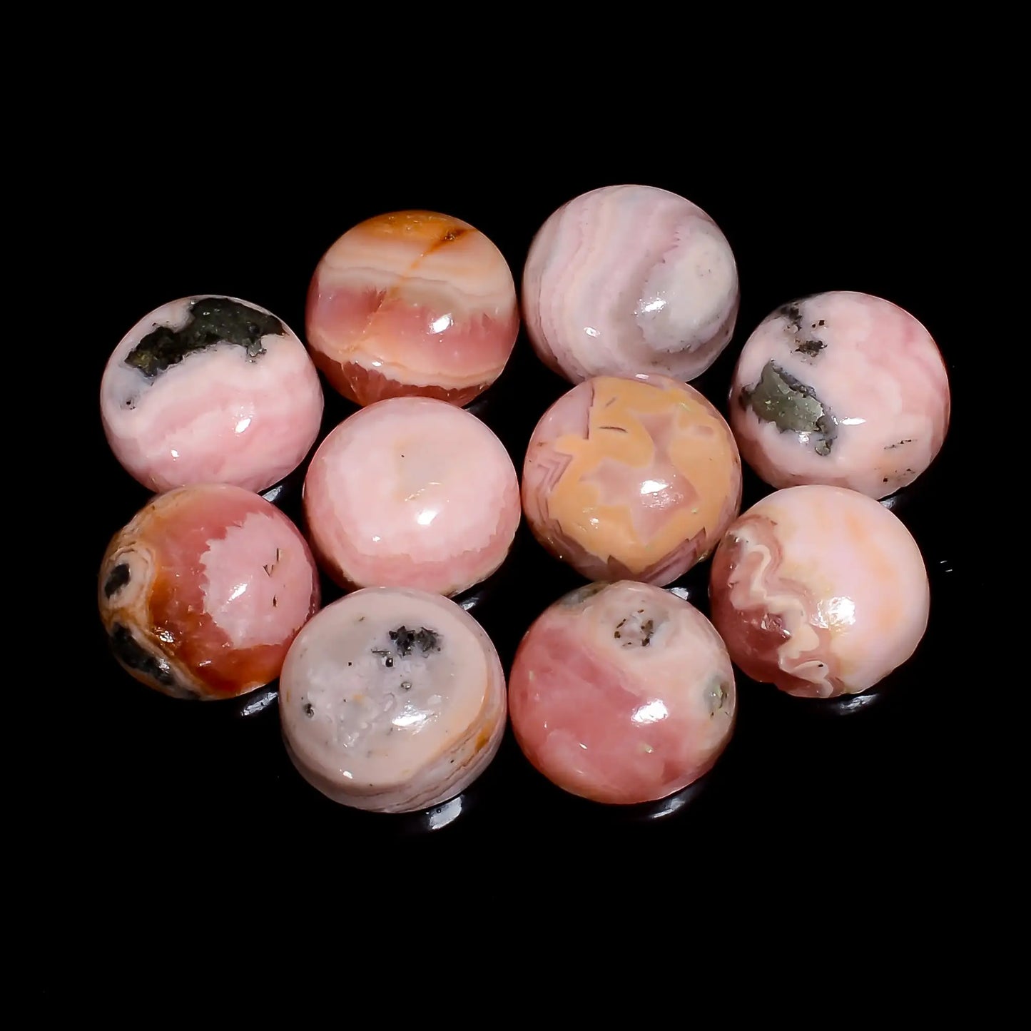 Amethyst Lace Agate Round Shape Cabochon Loose Gemstone 10 Pcs Lot Natural 50.5 Ct. 9X9X4 mm V-7669