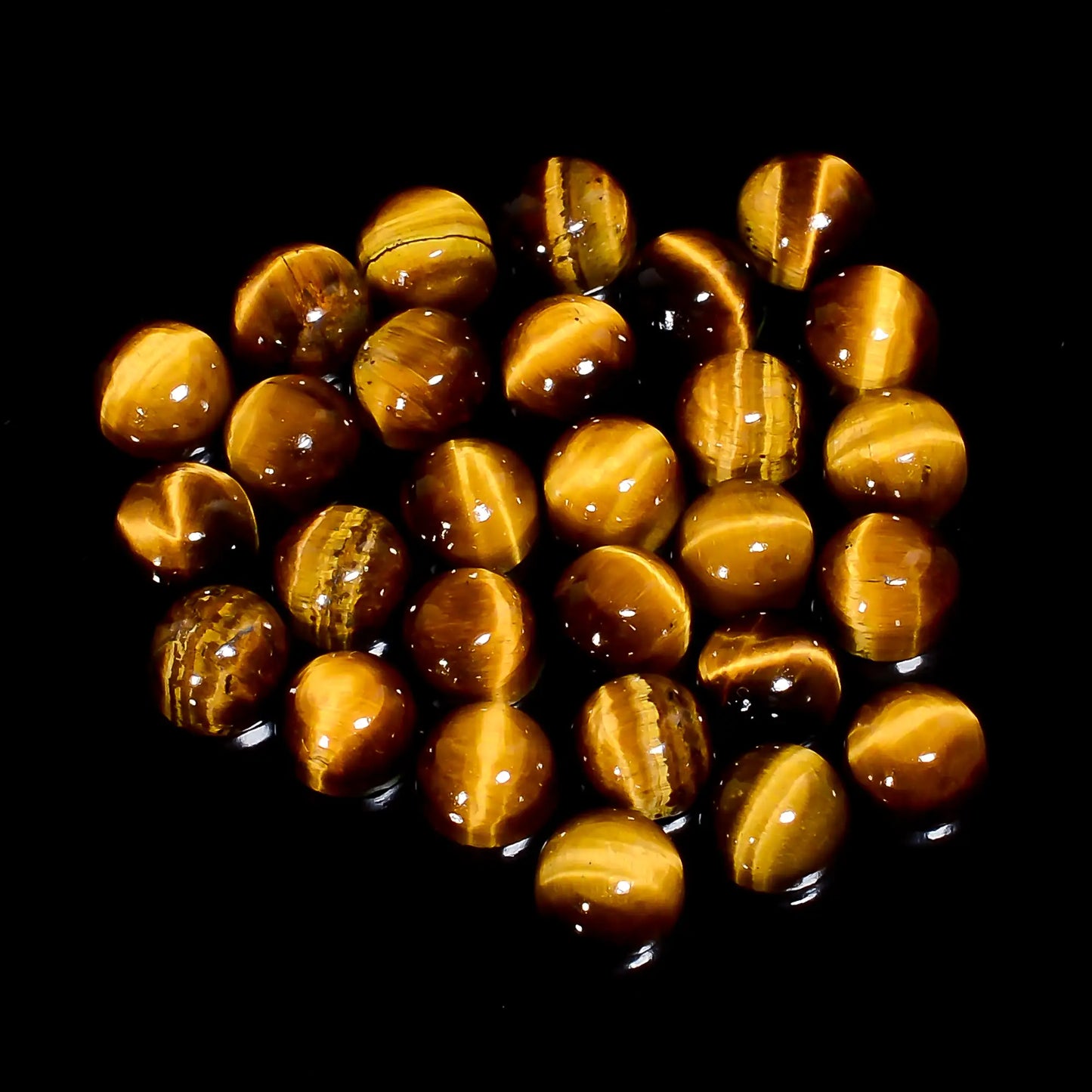Tiger Eye Round Shape Cabochon Loose Gemstone 28 Pcs Lot Natural 27.5 Ct. 5X5X2 mm V-7674