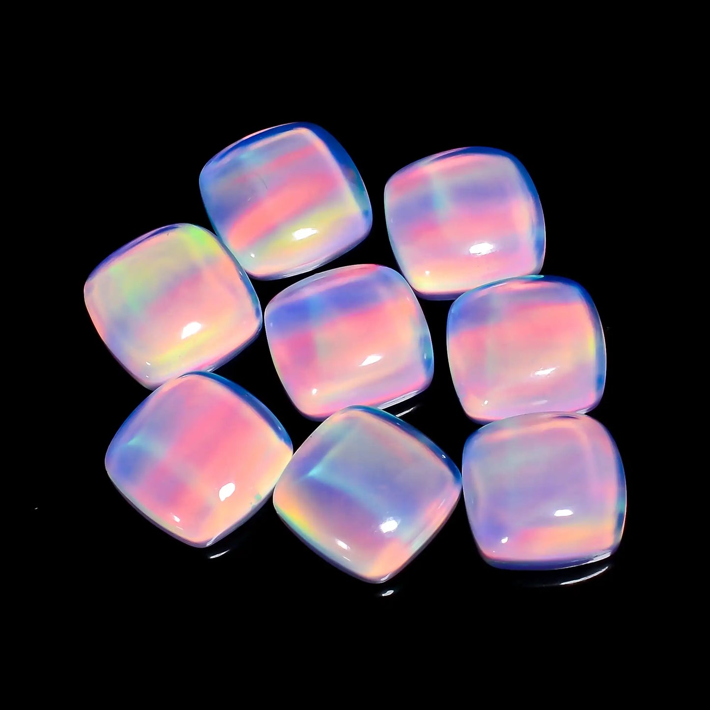 Aurora Opal Cushion Shape Cabochon Loose Gemstone 8 Pcs Lot 44 Ct. 11X11X4 mm V-7691