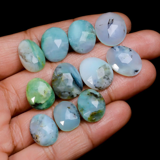 Aquaprase Oval Shape Faceted Loose Gemstone 12 Pcs Lot Natural 60.5 Ct. 12X9 16X12 mm V-7710