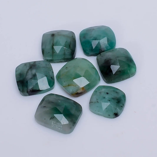 Emerald Mix Shape Shape Faceted Loose Gemstone 7 Pcs Lot Natural 25.5 Ct. 8X8 10X9 mm V-7711