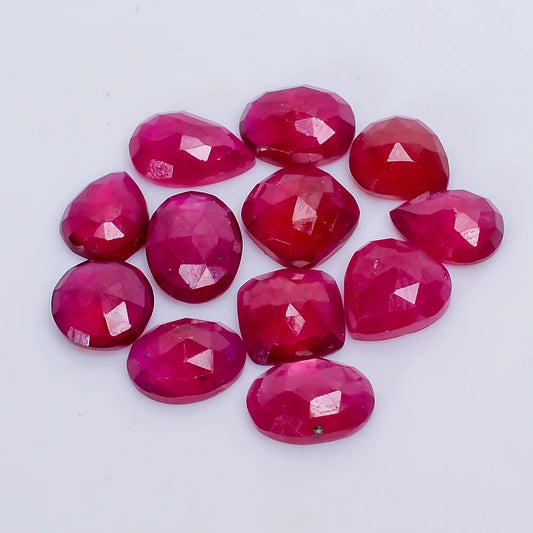 Thailand Pink Ruby Mix Shape Shape Faceted Loose Gemstone 12 Pcs Lot 22 Ct. 7X5 8X6 mm V-7720