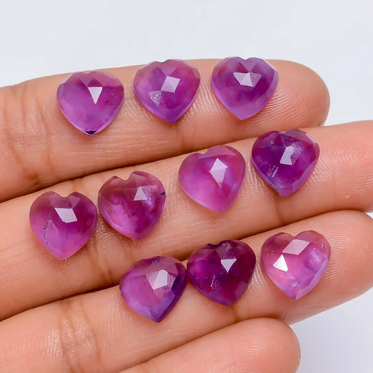 Amazing Top Grade Quality 100% Natural Amethyst Heart Shape Faceted Loose Gemstone 12 Pcs Lot For Making Jewelry 36.5 Ct. 9X9X3 mm V-7732