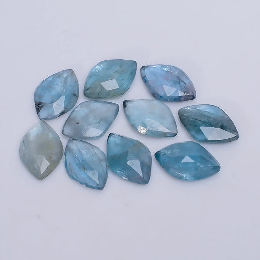 Blue Apatite Marquise Shape Faceted Loose Gemstone 10 Pcs Lot Natural 40 Ct. 13X8X3 mm V-7740