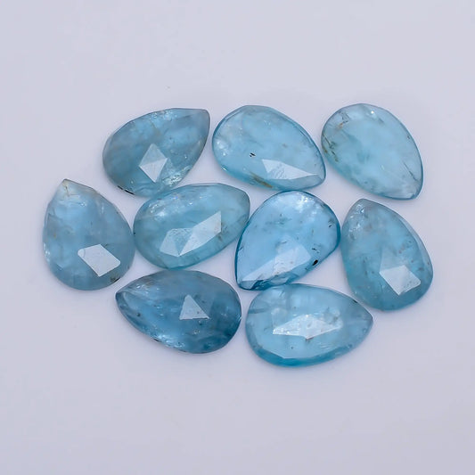 Blue Apatite Pear Shape Faceted Loose Gemstone 9 Pcs Lot Natural 45.5 Ct. 13X9X3 mm V-7742