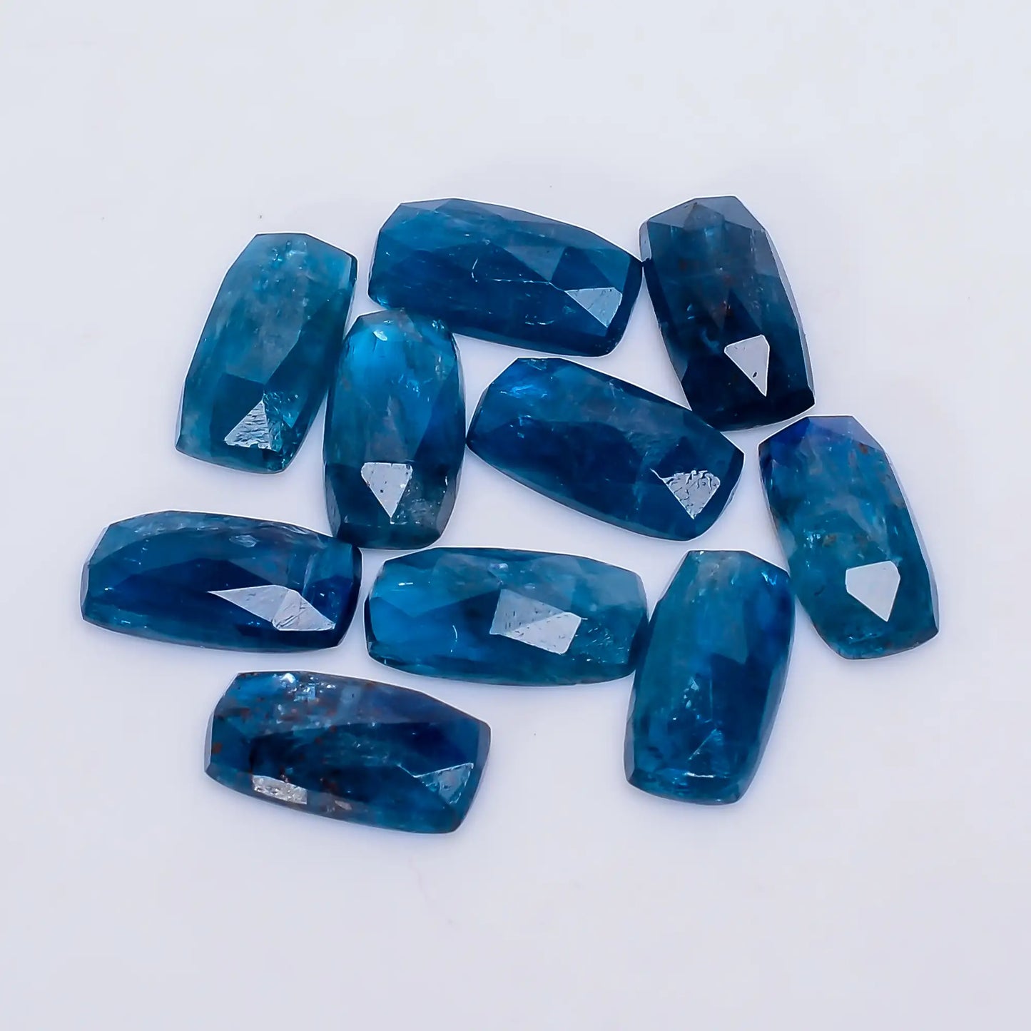 Neon Blue Apatite Radiant Shape Faceted Loose Gemstone 10 Pcs Lot Natural 27 Ct. 11X5X2 mm V-7744