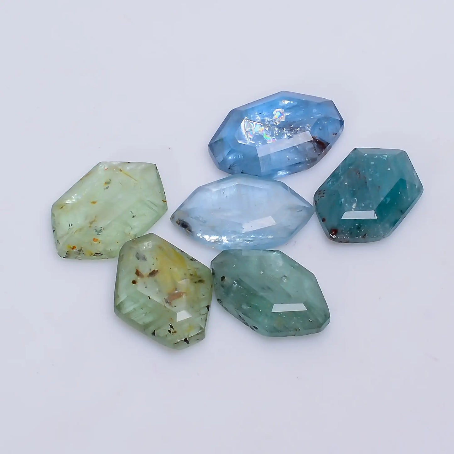 Multi Aquamarine Fancy Shape Faceted Loose Gemstone 6 Pcs Lot Natural 24.5 Ct. 12X7 13X8 mm V-7746