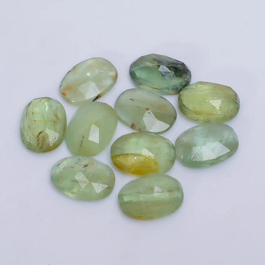 Green Kyanite Oval Shape Faceted Loose Gemstone 10 Pcs Lot Natural 64 Ct. 13X9X4 mm V-7748