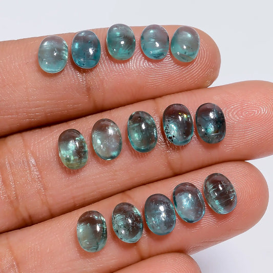 Green Kyanite Oval Shape Cabochon Loose Gemstone 15 Pcs Lot Natural 18 Ct. 7X4X2 mm V-7750