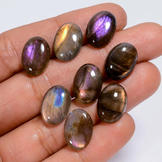 Labradorite Oval Shape Cabochon Loose Gemstone 10 Pcs Lot Natural 52 Ct. 13X9X4 mm V-7757