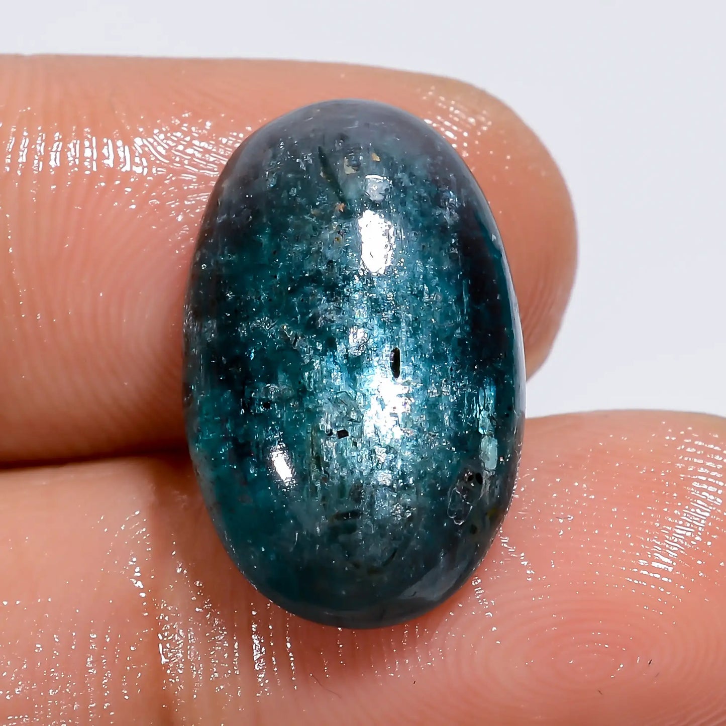 Blue Apatite Oval Shape Cabochon Loose Gemstone Natural 14.5 Ct. 19X12X6 mm V-7759