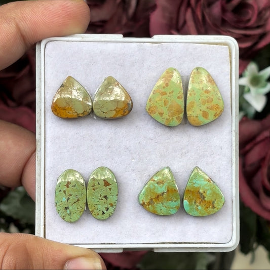 Turquoise Pairs Natural MixShape 12-18 mm Flat Back Cabochons for Jewelry Making.