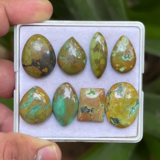 Tibetan Turquoise Mix Shape Cabcohons Flat Back Gemstones Lot, 16-23 mm T-11