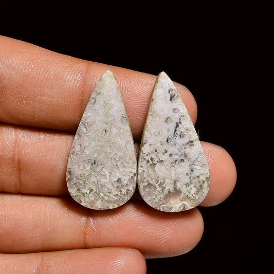 Crazy Lace Agate Pear Shape Cabochon Loose Gemstone Pair Natural 29 Ct. 29X15X4 mm V-1086