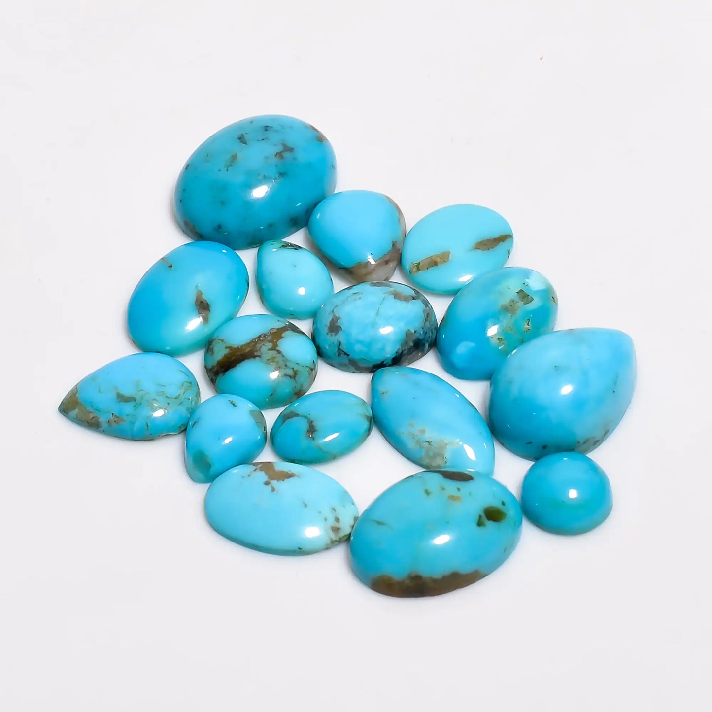 Supreme Top Grade Quality 100% Natural Arizona Turquoise Mix Shape Cabochon Loose Gemstone Lot For Making Jewelry 37 Ct 7X7 14X11mm V-1094