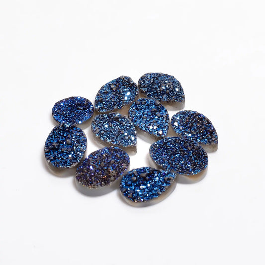 Titanium Druzy Mix Shape Shape Cabochon Loose Gemstone 10 Pcs Lot 42 Ct. 10X10 14X10 mm V-1115