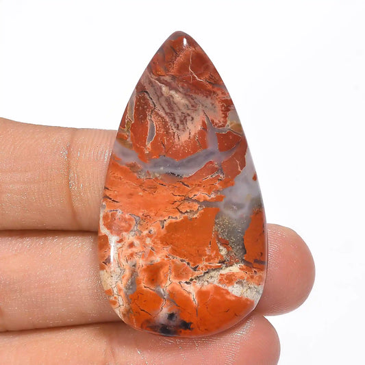 Rainbow Jasper Pear Shape Cabochon Loose Gemstone Natural 53.5 Ct. 44X25X6 mm V-1129