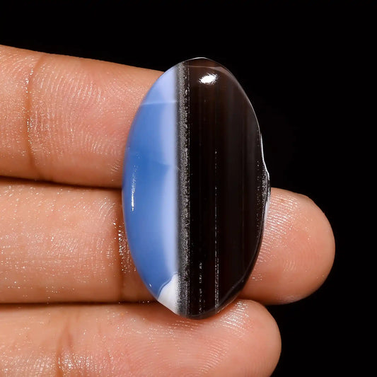 Owyhee Blue Opal Oval Shape Cabochon Loose Gemstone Natural 21.5 Ct. 30X17X5 mm V-1339